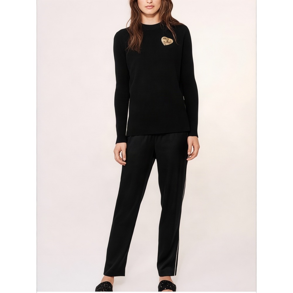 Tory Burch Silk Jogger Pants | Size 4 | Black | Contrast Side Stripe